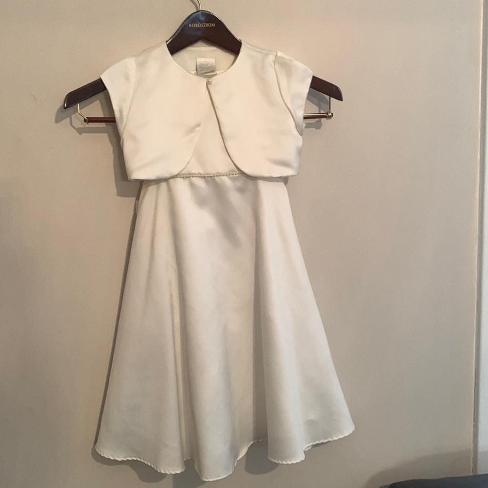 Girls Jenny Annie Dots Formal dress with shrug.